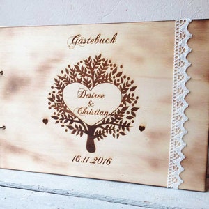 Familienbuch / Fotoalbum Din A4 / Gästebuch aus Holz mit Gravur / Fotoalbum Vintage / Holzbuch graviert und personalisiert image 6