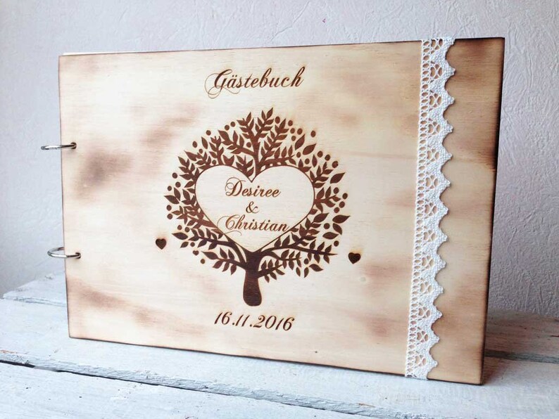 Familienbuch / Fotoalbum Din A4 / Gästebuch aus Holz mit Gravur / Fotoalbum Vintage / Holzbuch graviert und personalisiert image 6