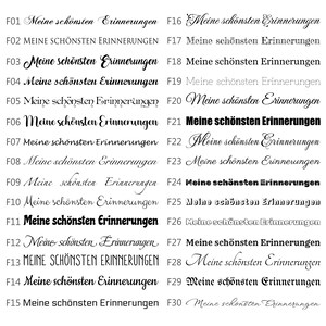 May include: A black and white image of 30 numbered labels with the text "Meine sch&ouml;nsten Erinnerungen" which translates to "My most beautiful memories" in English. The labels are arranged in three columns of ten labels each.