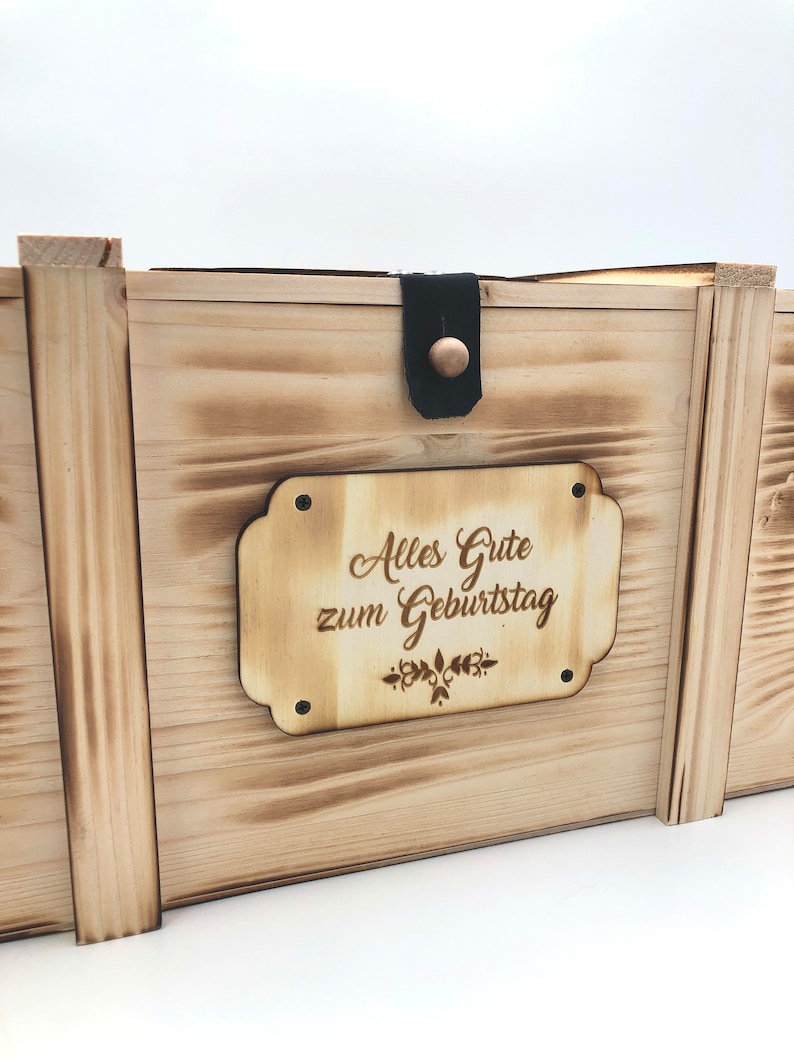 Kartenbox personalisiert zum Geburtstag / Erinnerungskiste zum Geburtstag mit Schlitz / Holzbox mit Gravur / Geburtstagsgeschenk Bild 2