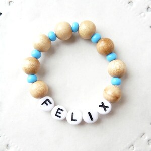 Birth Bracelet Natur-Blue / Baby Bracelet image 2