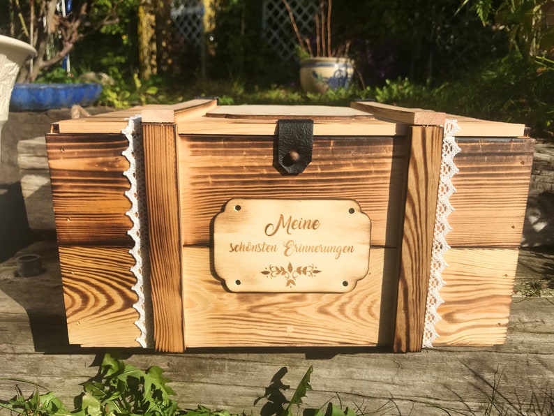 Caja de memoria de bebé grande personalizada con nombre / caja de memoria de bebé personalizada para el nacimiento / caja de madera personalizada para el bautismo imagen 3