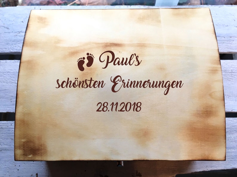 Memory box, personalized with engraving, motif, text for special occasion / gift box / wedding box / birth or christening box / storage box image 3