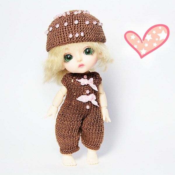 Knitted outfit "Choco" for Lati White bas./Realpuki and dolls similar format