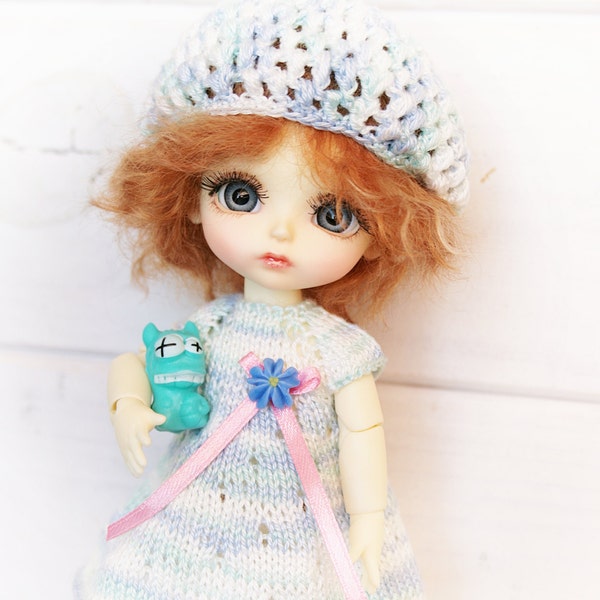 Lati Yellow\PukiFee Knitted outfit "Blue Flower" and for dolls similar format
