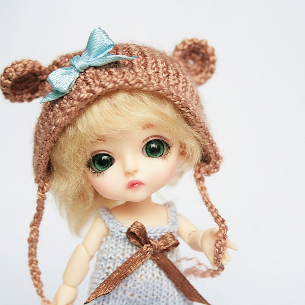 Knitted outfit "Teddy Bear" for Lati White bas./Realpuki and dolls similar format