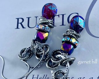 earrings, leverback earrings, Lapis lazuli jewelry, French hook earrings, garnet jewelry, boho earrings, garnet jewelry, gifts for her