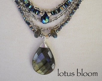 necklace, labradorite necklace, spinel necklace, gray necklace, bohemian necklace, boho chic necklace, summer trends, gift for her, purple