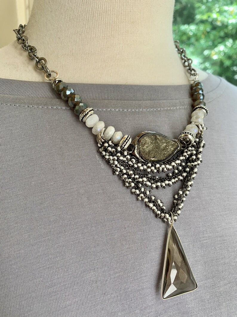 smoky quartz jewelry rainbow moonstone necklace pyrite necklace pearl necklace layered necklace for her bohemian necklace necklace