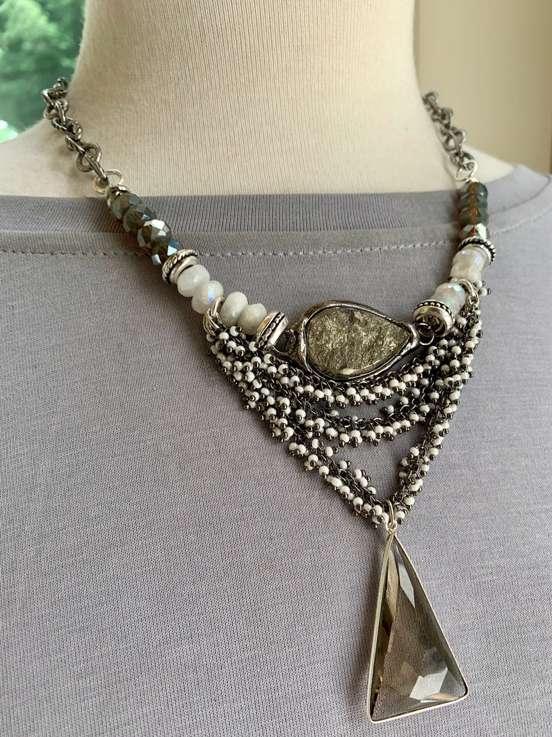 smoky quartz jewelry rainbow moonstone necklace pyrite necklace pearl necklace layered necklace for her bohemian necklace necklace