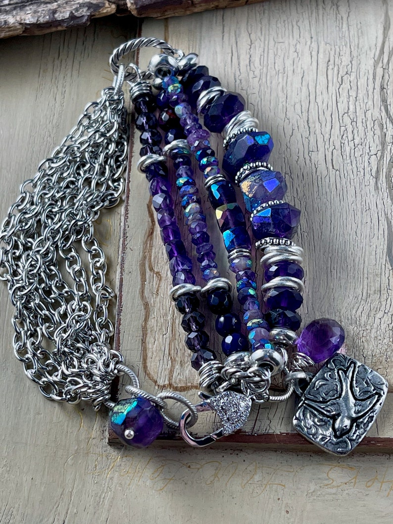amethyst bracelet bracelet Valentine for her African amethyst bracelet CZ lobster bracelet for her amethyst bracelet CZ bracelet