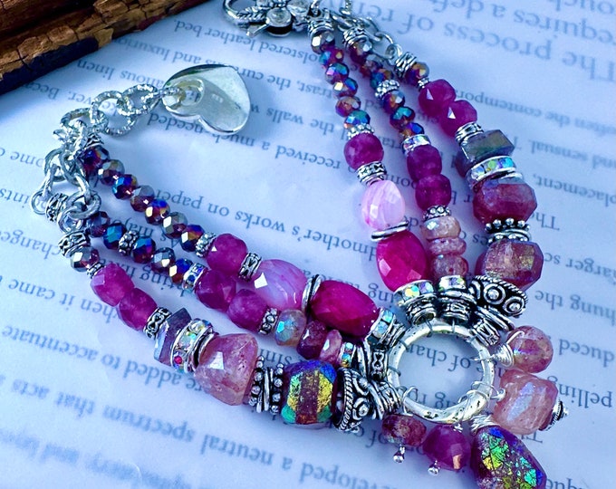 Bracelet, Lobster Jewelry, Muscovite Bracelet, Heart Bracelet, Heart