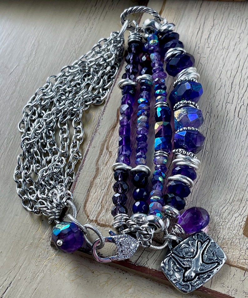 amethyst bracelet bracelet Valentine for her African amethyst bracelet CZ lobster bracelet for her amethyst bracelet CZ bracelet
