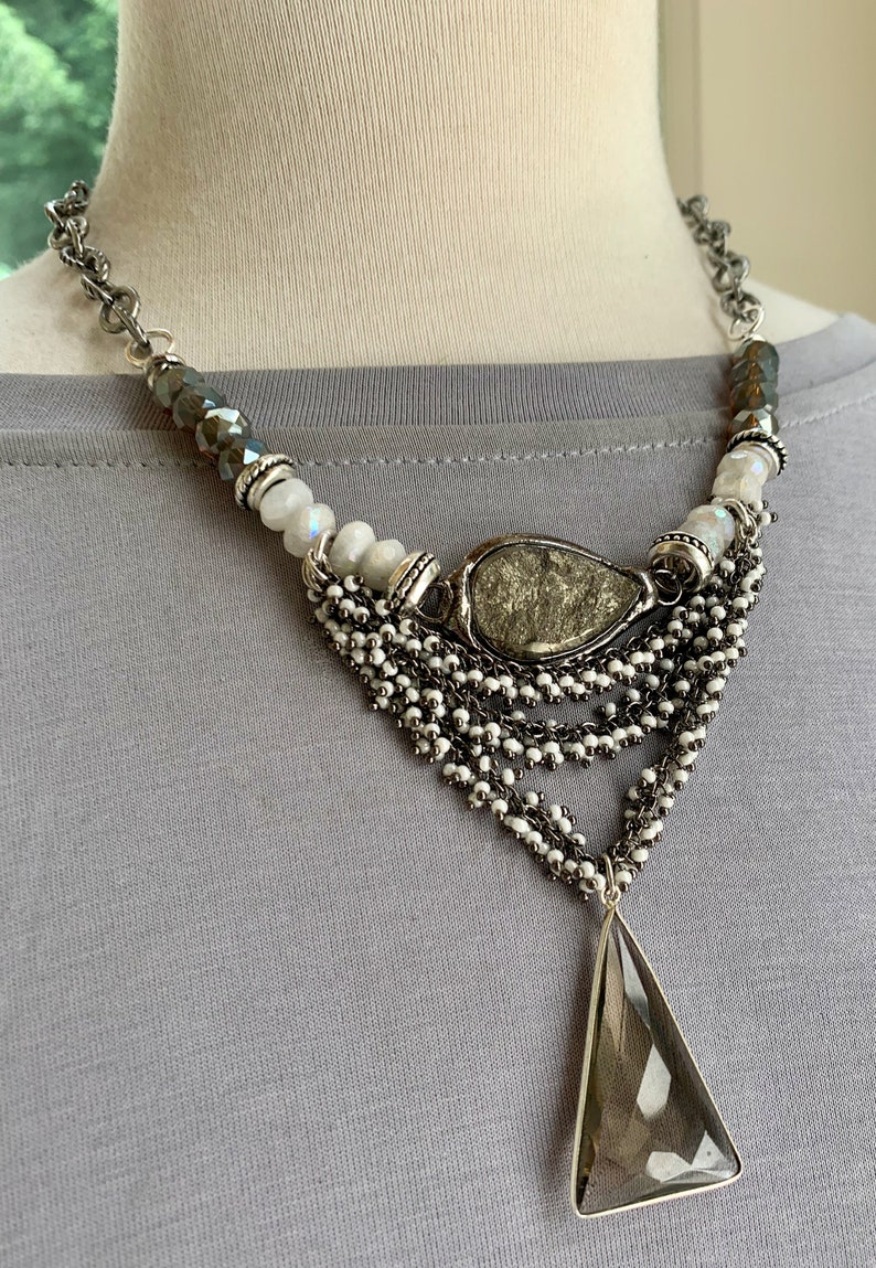 smoky quartz jewelry rainbow moonstone necklace pyrite necklace pearl necklace layered necklace for her bohemian necklace necklace