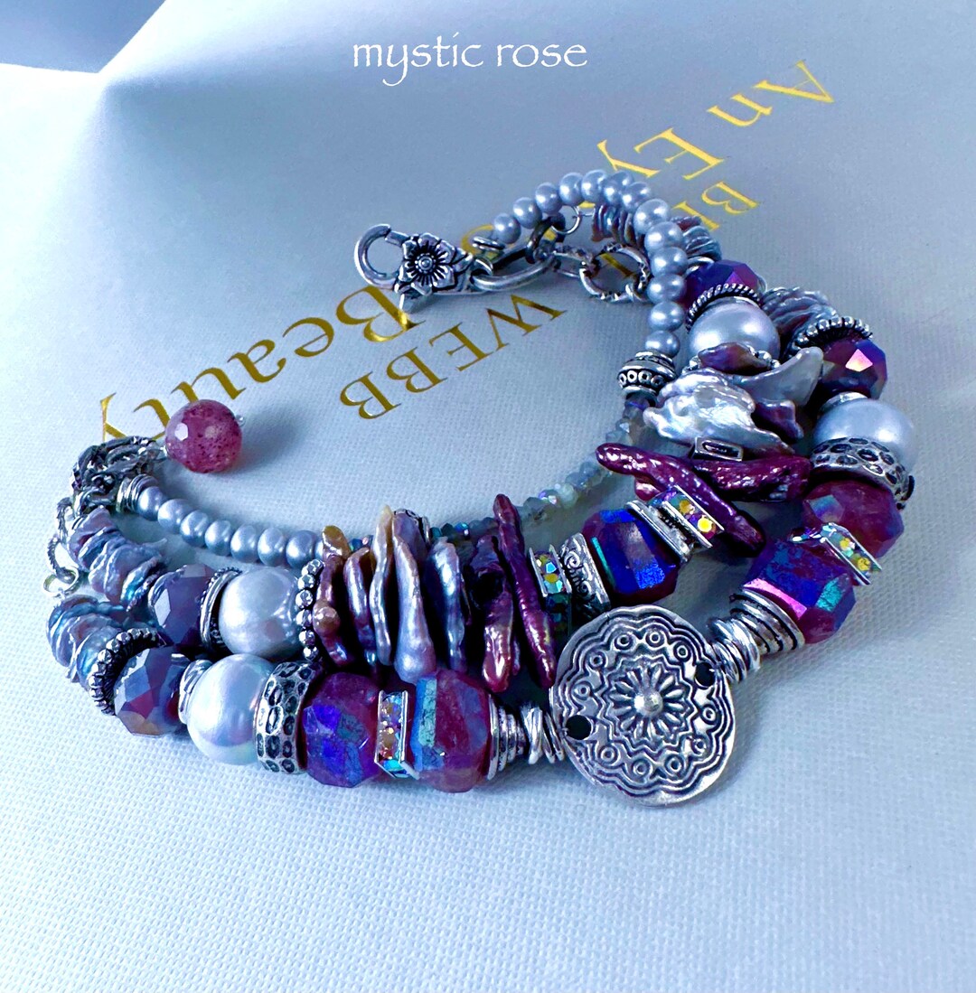 Bracelet Lobster Jewelry Muscovite Bracelet Pearl Bracelet Etsy