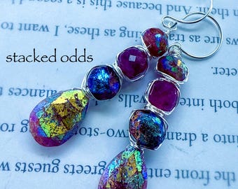 Artisan Muscovite Dangle Earrings: AB Mystic Gemstone Jewelry