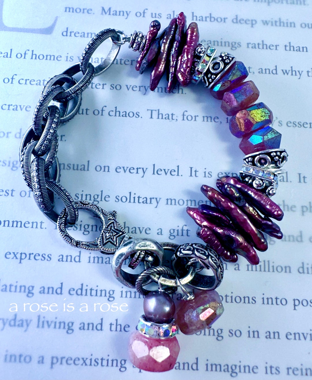 Bracelet, Lobster Jewelry, Muscovite Bracelet, Pearl Bracelet, Chain