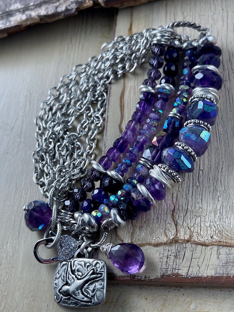 amethyst bracelet bracelet Valentine for her African amethyst bracelet CZ lobster bracelet for her amethyst bracelet CZ bracelet