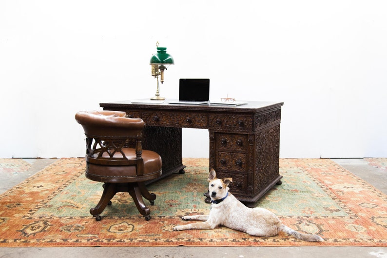 Beautiful Hand Carved Anglo Indian Writing Desk Etsy