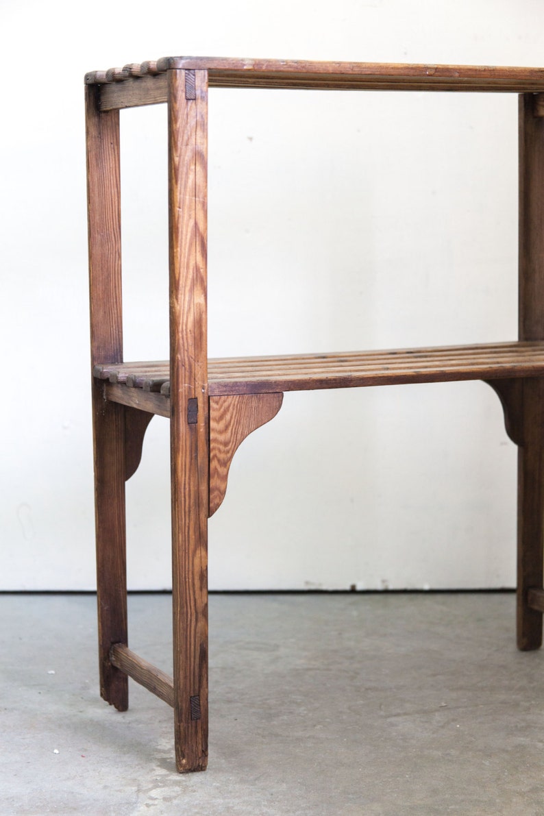 English Pine Slatted Two Tier Shelf Etsy