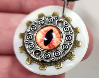Wire Wrapped Eye, Evil Eye, Creepy Unique Gothic Protection, Unique Gift, Halloween Accessory Dragon Eye