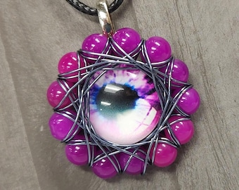Wire Wrapped Eye, Evil Eye, Creepy Unique Gothic Protection, Unique Gift, Halloween Accessory Dragon Eye