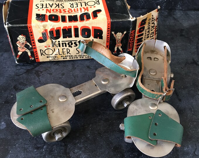 SALE Vintage Metal Roller Skates junior Kingston Keyless Etsy