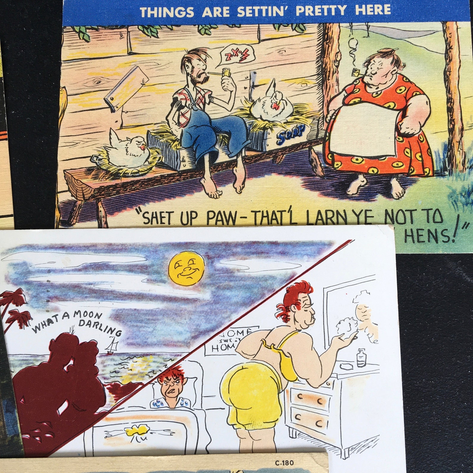 5 Vintage 1940s Naughty Humorous Postcards 'honeymoon | Etsy