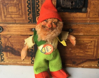 VTG Steiff 'Lucki' 5.25 inch gnome or elf with tags and button~ German toys~ 1940s-60s~ collectible toys~ MilkweedVintageHome