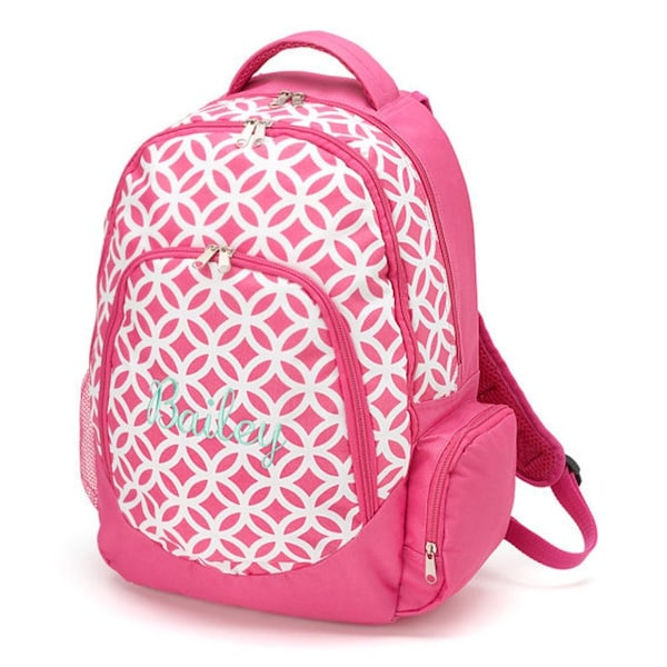 Monogram Backpack Dottie, Camo, Finn, pink Aztec, paisley, pineapple, stripe INCLUDES monogram