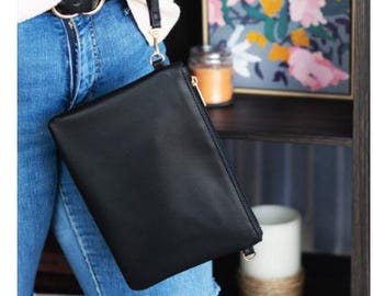 Monogram Wristlet (Great Christmas Gift, Bridesmaid Gift)  Available in Black, Camel, and Tan.
