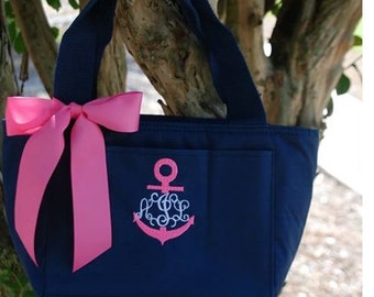 Monogrammed Cooler Lunch Tote available in 12 colors also available Anchor Monogram