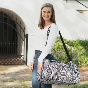 Monogram Duffel Bag (choose from 4 patterns Aqua Chevron, Black Maddie, Zebra and Woods Camo) image 4