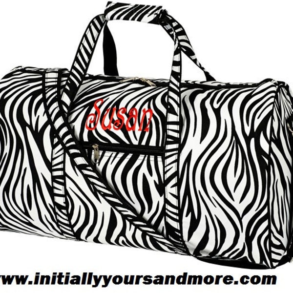 Monogram Duffel Bag (choose from 4 patterns Aqua Chevron, Black Maddie, Zebra and Woods Camo)