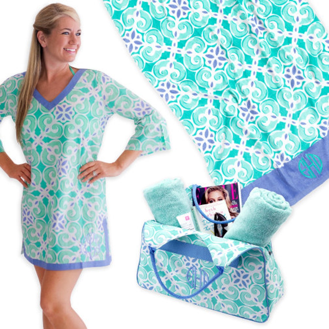 Monogram Beach Towels matching Beach Bags Tunics and Cooler Etsy