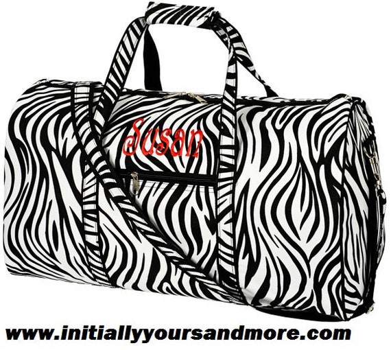 SALE - Monogram Duffel Bag ZEBRA print includes monogram
