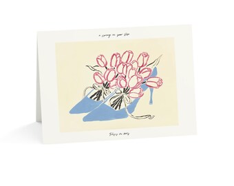 Tulips in Heels Whimsical Art Greeting Card