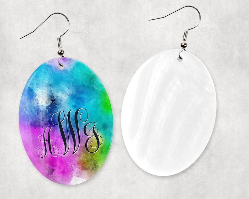 Natural Shell Monogrammed Earrings and or Necklace Matching monogrammed Jewelry Necklace with 18in Silver Plated Chain Mother of Pearl