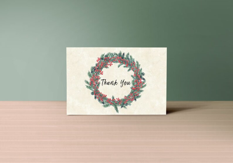 Christmas Wedding Invitation Set Reception Red and Green Berry Christmas Wreath Wedding Invitations RSVP Thank you Card Printables