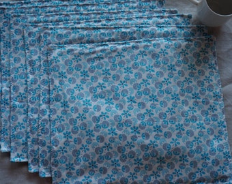 Blue placemats, handmade, quilted placemats, set of 6