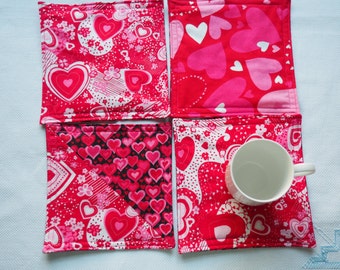 Valentine's Day Hearts coasters, mugrugs, handmade coasters