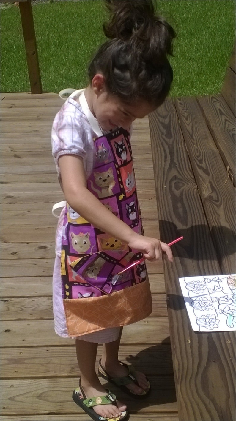 handmade Owl child/'s apron toddler apron owl apron