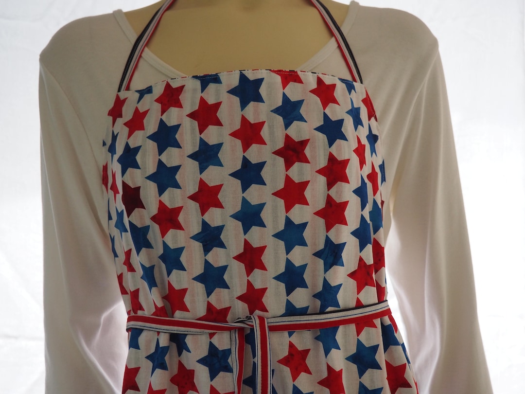 Red White and Blue Apron Apron With Pockets Handmade Adult - Etsy