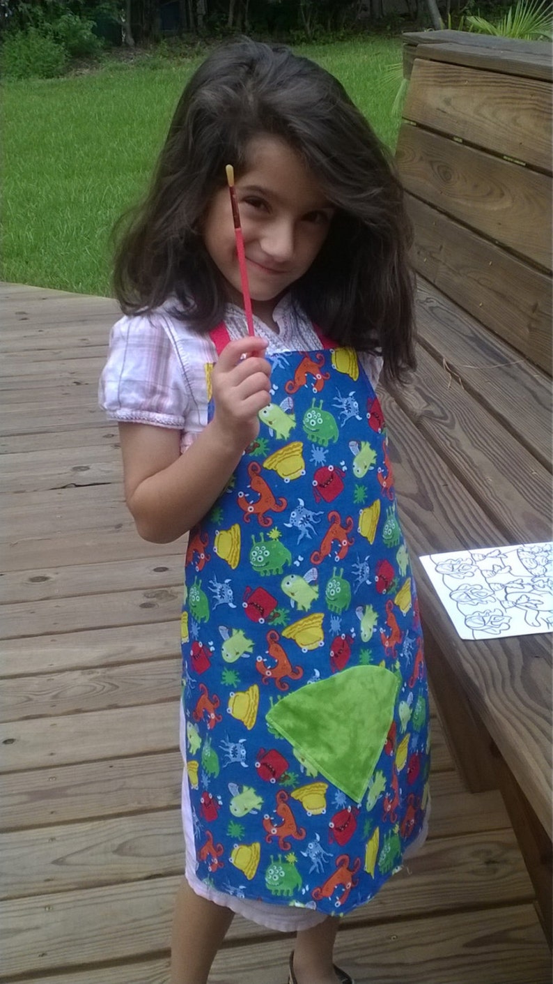 handmade Owl child/'s apron toddler apron owl apron