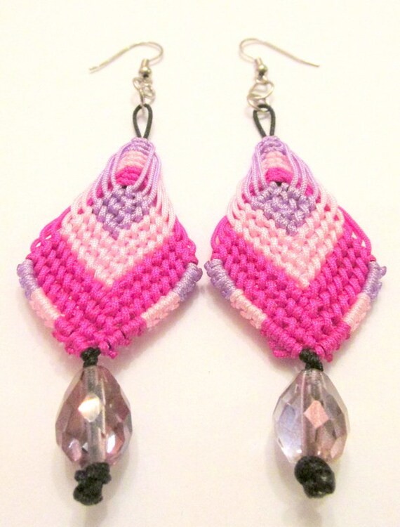 Macrame Earrings Satin Nylon Cord Earring Handmade Earrings Etsy