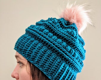 The Bert Hat Crochet Pattern PDF - Closed with PomPom - PATTERN ONLY