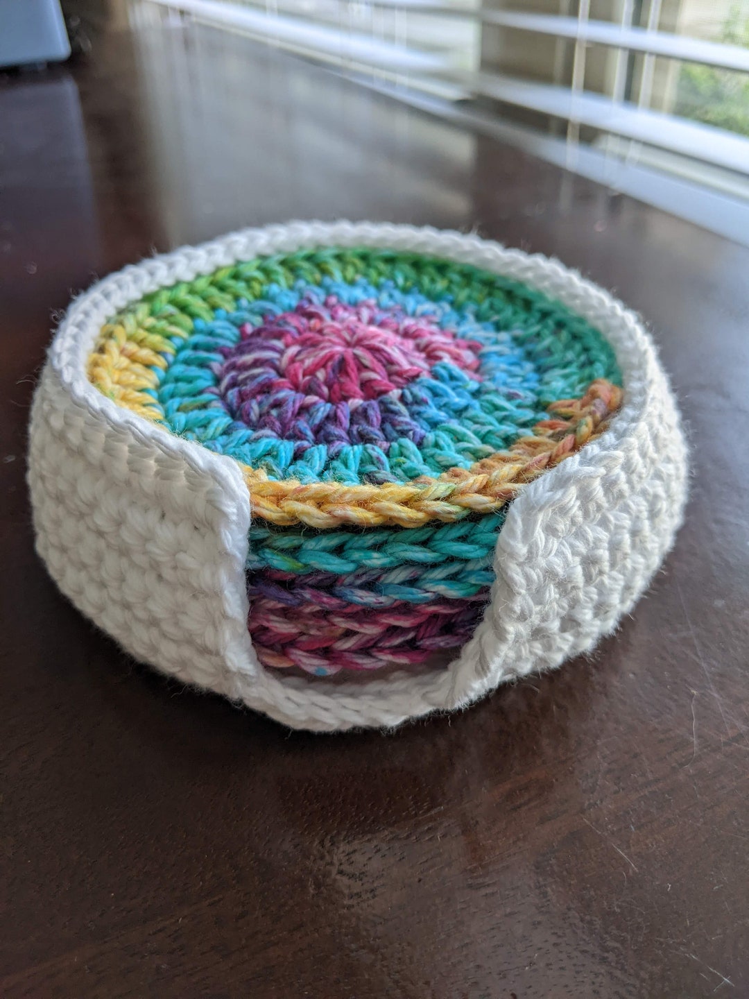 Crochet Pattern for Coaster and Coaster Holder PDF ONLY