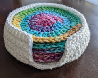 Crochet Pattern for Coaster and Coaster Holder - PDF ONLY