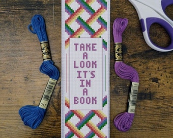 Take A Look Reading Rainbow Cross Stitch Bookmark Pattern PDF Only