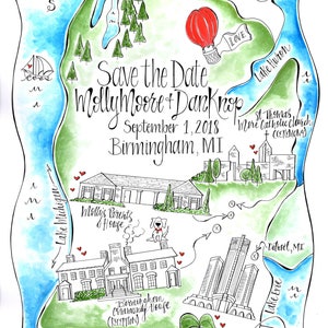 Michigan Wedding Map/ Custom map